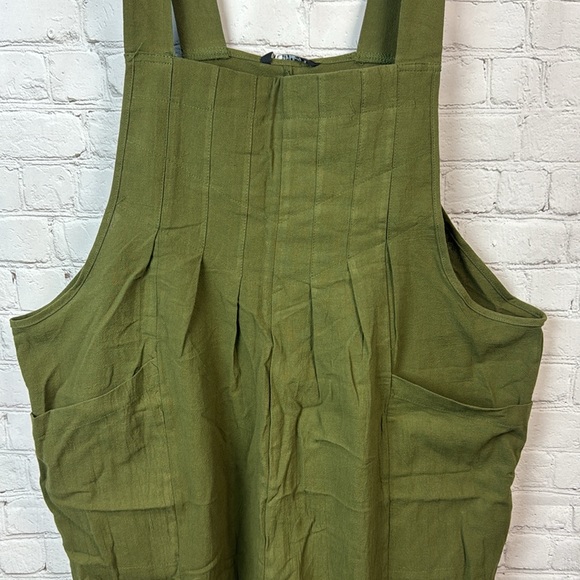 BloomChic Olive Green Pleated Detail Knotted Shoulder Pocket Overall Jumpsuit 12 - Picture 5 of 8